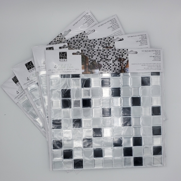 750 Home Stick Tiles Navy/Silver/White 4x4 Pack - Picture 3 of 7